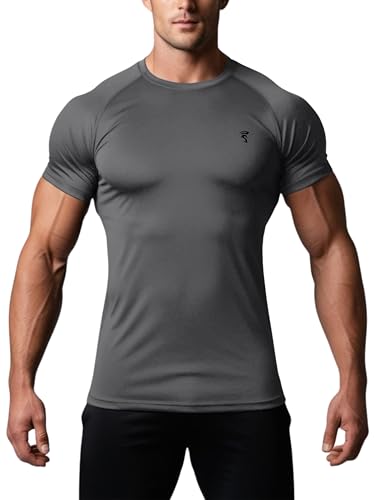 SpartanAesthetics - Sportshirt Herren Athletic Fit - Atmungsaktives Fitness T-Shirt Kurzarm - Enges Gym Shirt & Activewear (DE/NL/SE/PL, Alphanumerisch, XL, Regular, Regular, Grau) von SpartanAesthetics
