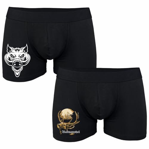 2er Pack Herren Boxershort mit Spruch Jäger Größe S bis 5XL von Spaß Kostet