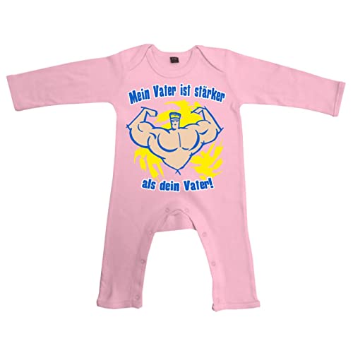 Baby Body Strampler lang Sprüche Mein Vater ist stärker als Dein Vater Größe 62-86 von Spaß Kostet