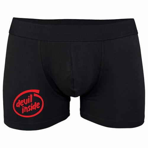 Boxershorts Devil Inside Männer Herren Satan Merch Black 666 Motive Goth Metal von Spaß Kostet