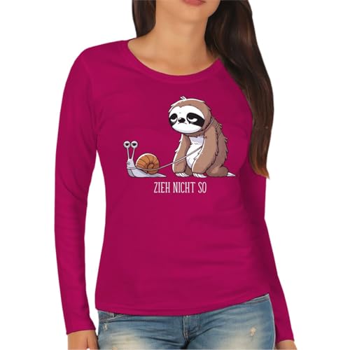 Damen Langarmshirt Longsleeve Zieh Nicht so Witziger Spruch lustig Schnecke Fun von Spaß Kostet
