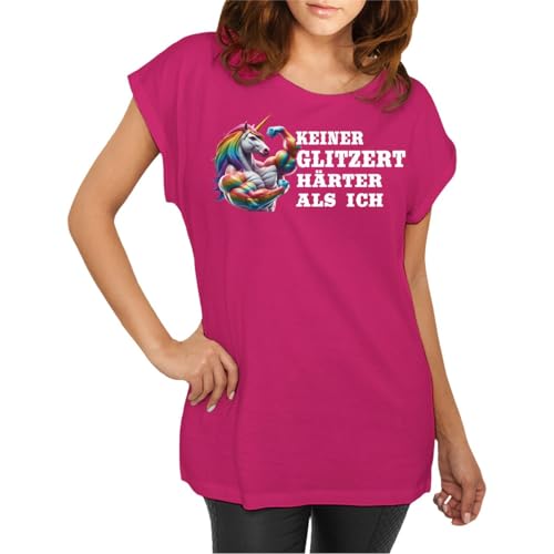 Damen Mädchen T-Shirt Einhorn Motiv Keiner glitzert härter als ich Fun Unicorns von Spaß Kostet