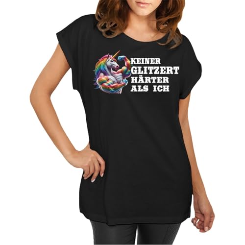 Damen Mädchen T-Shirt Einhorn Motiv Keiner glitzert härter als ich Fun Unicorns von Spaß Kostet