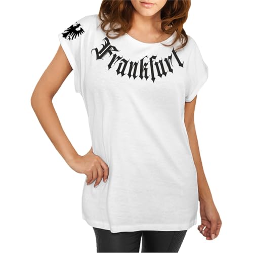 Damen T-Shirt Frankfurt Schwarz Weisser Block Heimatliebe Main Oldschool Team Größe XS - XXL von Spaß Kostet