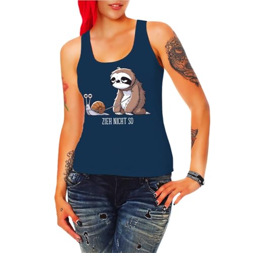 Frauen Mädchen Tank Top Zieh Nicht so Sommer Chillen Schnecke faultier träger von Spaß Kostet