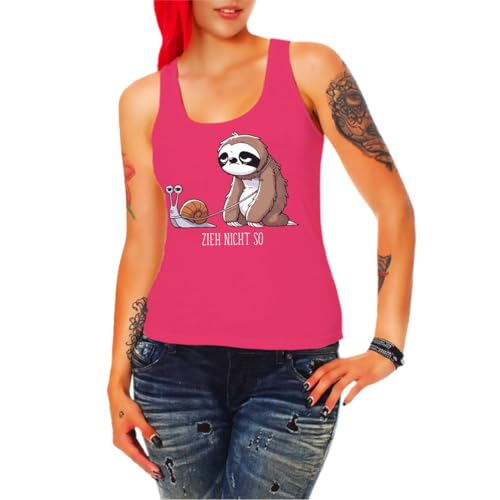 Frauen Mädchen Tank Top Zieh Nicht so Sommer Chillen Schnecke faultier träger von Spaß Kostet