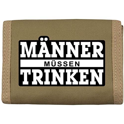 Geldbörse mit Aufnäher Männer müssen Trinken von Spaß Kostet