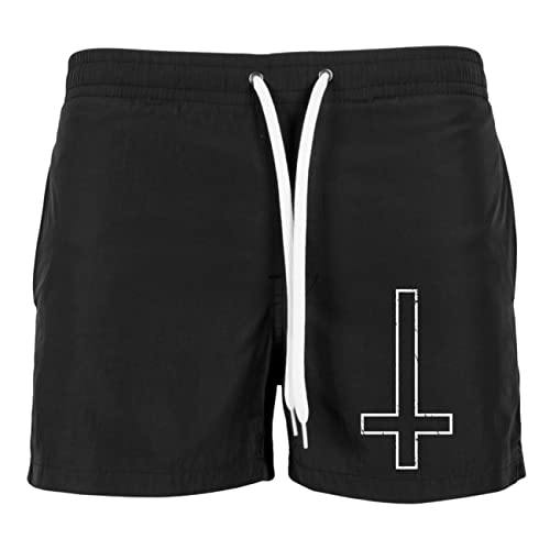 Herren Badehose Men Swim Shorts Devils Cross Grösse M - 5XL Schwarz Black Metal 666 hell von Spaß Kostet