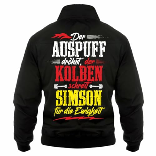 Herren Harrington Jacke Benzin im Blut DDR Motorrad Moped Spruch auf dem Rücken Herren Harrington Jacke Benzin im Blut DDR Motorrad Moped Spruch auf dem Rücken von Spaß Kostet