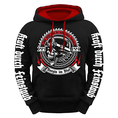 Herren Kapuzenpullover Benzin im Blut Motorrad Motiv Spruch Feinstaub von Spaß Kostet