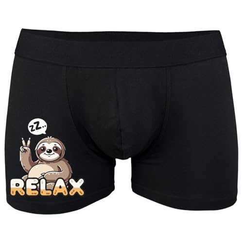 Herren Männer Boxershort mit Sprüche Relax Stay cool take it Easy faultier von Spaß Kostet