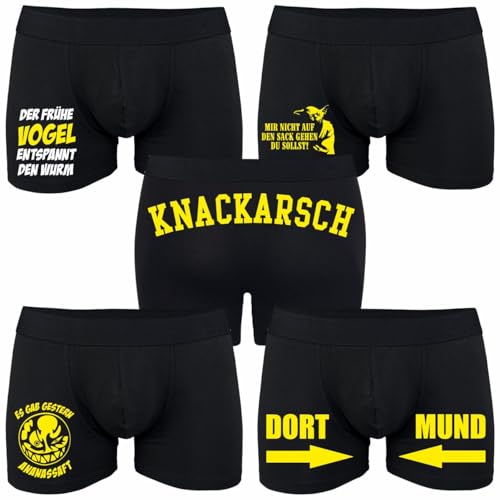 Herren Männer Boxershorts 5er Pack schwarz gelb Grösse S - 5XL Dortmund Fun von Spaß Kostet