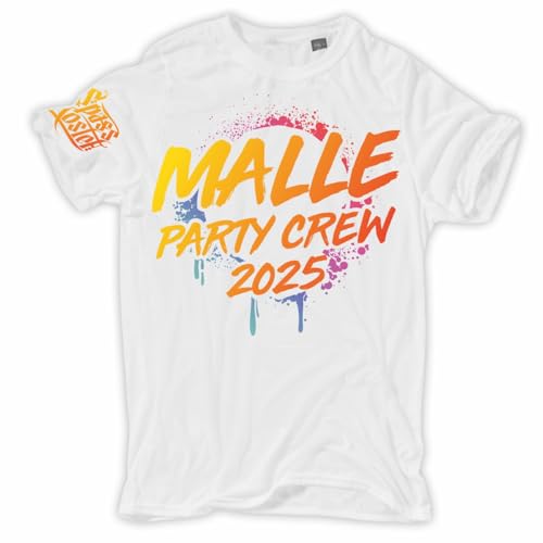 Herren Männer Jungen T-Shirt WUNSCHTEXT Malle Party Crew 2025 Mallorca mit Name Text Team von Spaß Kostet
