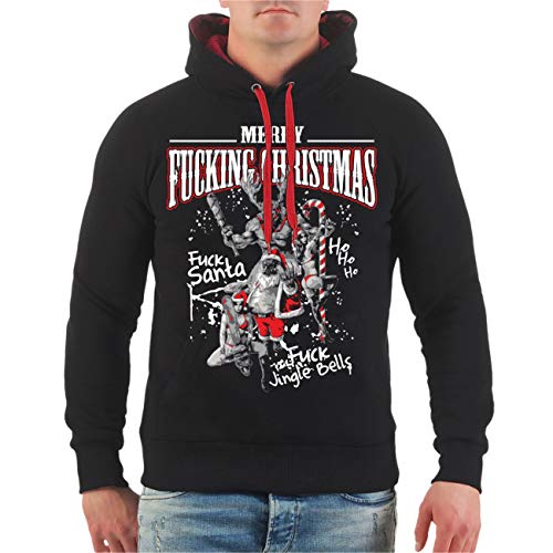 Herren Männer Kapuzenpullover Horror Motive Merry Fucking Christmas Hoodies Weihnachten von Spaß Kostet