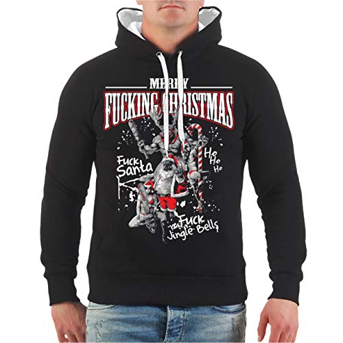 Herren Männer Kapuzenpullover Horror Motive Merry Fucking Christmas Hoodies Weihnachten von Spaß Kostet