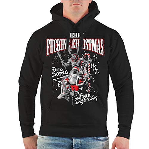 Herren Männer Kapuzenpullover Horror Motive Merry Fucking Christmas Hoodies Weihnachten von Spaß Kostet