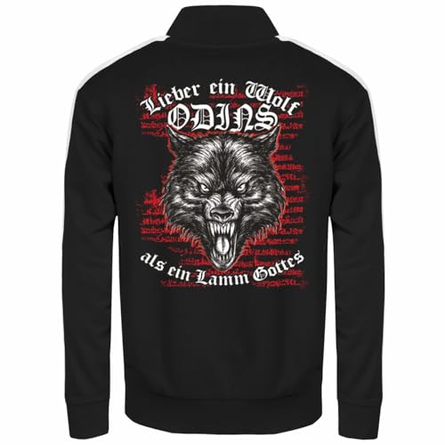 Herren Männer Trainingsjacke mit Streifen Wolf Odins Wikinger Motive als Sportjacke von Spaß Kostet