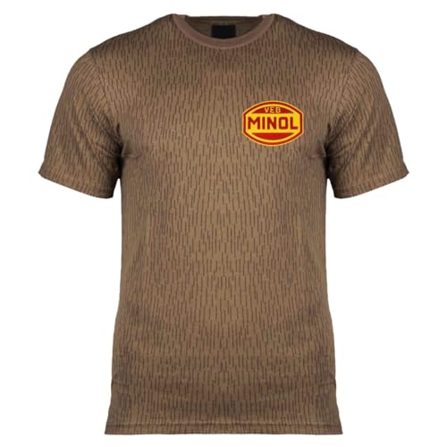 Herren NVA T-Shirt Strichtarn AUFNÄHER VEB Minol DDR IFA Nutzfahrzeuge Größe M bis 4XL von Spaß Kostet