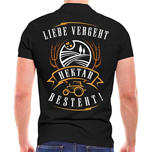 Herren Poloshirt Polohemd Agrar Sprüche Liebe vergeht Hektar besteht (mit Rückendruck) Größe S - 5XL von Spaß Kostet