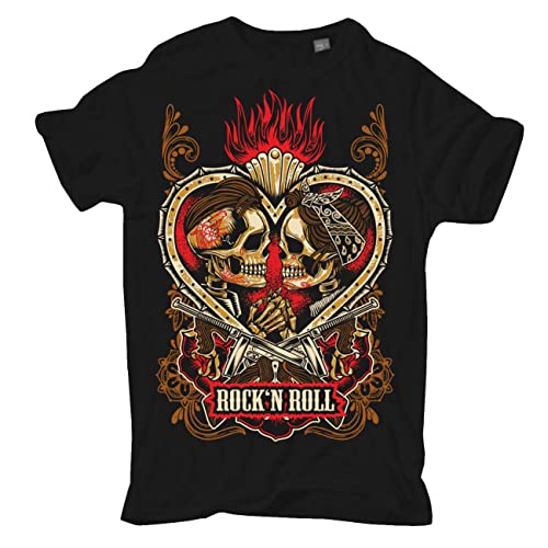 Herren Tshirt Rockn Roll Rockabella Rockabilly Größe S bis 5XL Skull Muerte Rock von Spaß Kostet