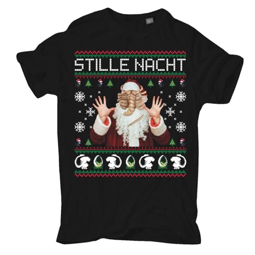 Herren Tshirt Weihnachten Stille Nacht Alien Motive lustige Funshirts Xmas Santa von Spaß Kostet