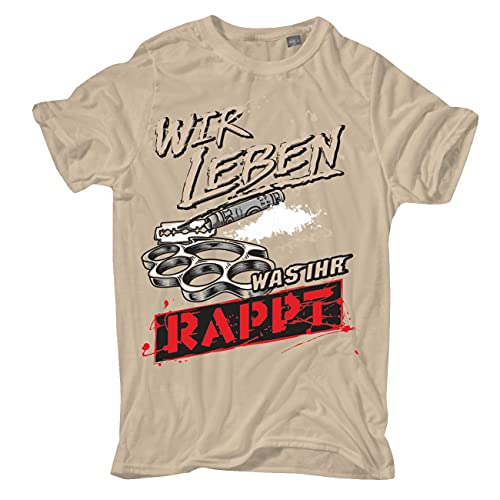 Herren Tshirt Wir Leben was Ihr rappt Deutschrock Biker Hardcore Ultras oi Skin von Spaß Kostet