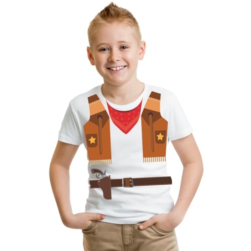 Kinder T-Shirt Cowboy Jungs Junge Kostüme Größe 98 bis 128 Fasching Karneval von Spaß Kostet
