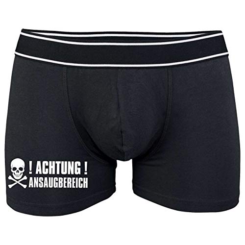 Männer Boxershort mit Spruch Achtung Ansaugbereich Größe S bix 5XL von Spaß Kostet