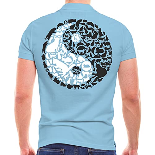 Männer und Herren Polo Shirt Katzen Yinyang (mit Rückendruck) Größe S - 5XL von Spaß Kostet