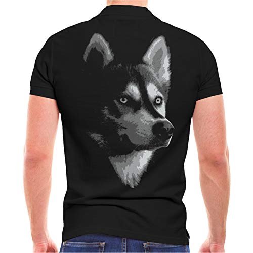 Männer und Herren Polo Shirt Siberian Husky mit Rückendruck von Spaß Kostet