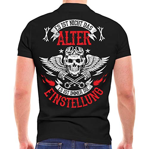 Männer & Herren Polohemd Polo Shirt Biker (mit Rückendruck) Es ist Nicht das Alter Es ist die Einstellung Größe S - 5XL von Spaß Kostet