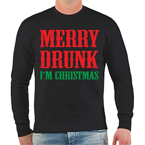 Männer und Herren Sweatshirt Merry Drunk I'm Christmas Größe S - 5XL von Spaß Kostet