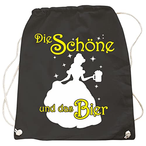 Rucksack Fun Bag mit Girls Spruch Die Schöne und das Bier Beutel in vielen Farben von Spaß Kostet