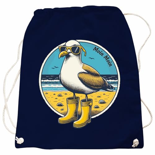 Rucksack Tasche Beutel Moin Moin Sommer Sonne Strand Meer Möwe Urlaub Spruch von Spaß Kostet