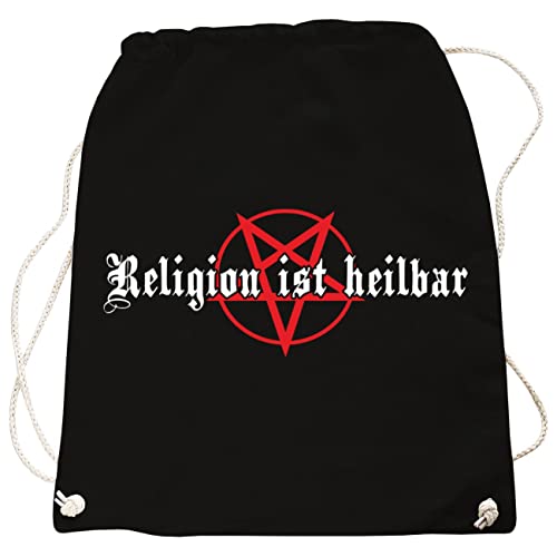 Rucksack Tasche Religion ist heilbar als Gothic Metal Pentagramm Motiv von Spaß Kostet