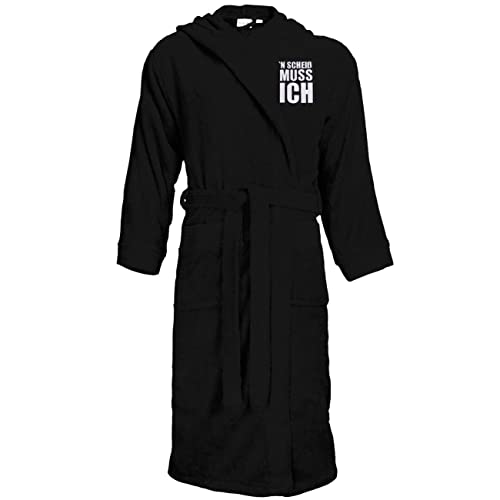 Spaß Kostet Bademantel Frottee mit Kapuze N SCHEIß MUSS ICH Größe S bis XXXL, Größe:L/XL, Farbe:schwarz von Spaß Kostet