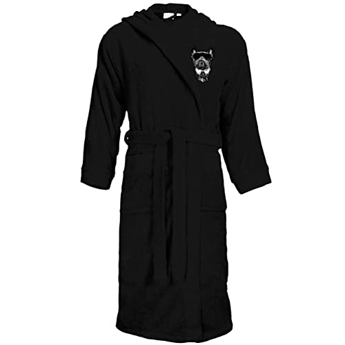 Spaß Kostet Bademantel Frottee mit Kapuze Französische Bulldogge Größe S bis XXXL, Größe:S/M, Farbe:schwarz von Spaß Kostet