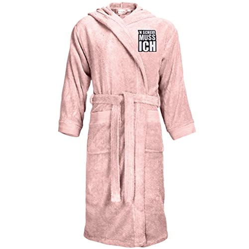 Spaß Kostet Bademantel Frottee mit Kapuze N SCHEIß MUSS ICH Größe S bis XXXL, Größe:L/XL, Farbe:rosa von Spaß Kostet