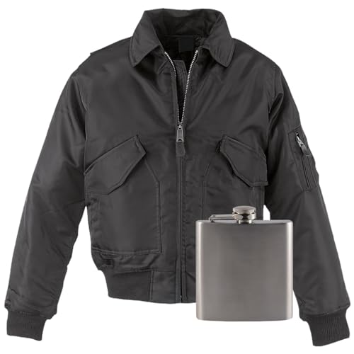 Spaß Kostet CWU Bomberjacke schwarz mit Flachmann wind und wasserabweisend Grösse S bis 7XL von Spaß Kostet