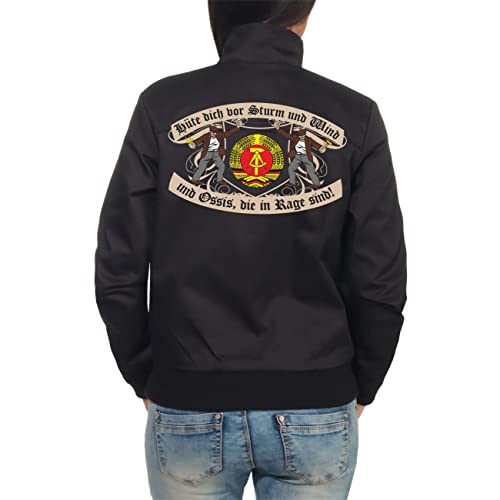 Spaß Kostet Damen Harrington Jacke DDR Hüte dich vor Sturm und Wind und Ossis die in Rage sind (mit Rückendruck) Größe XS bis 5XL von Spaß Kostet