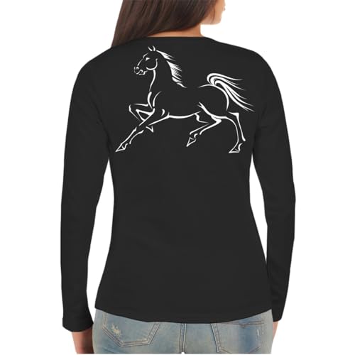 Spaß Kostet Damen Langarmshirt Longsleeve Pferde Motiv Pony Kaltblut Warmblut Reiter Hobby Größe XS - XXL von Spaß Kostet