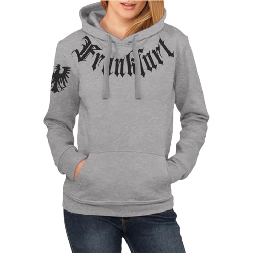 Spaß Kostet Damen Mädchen Kapuzenpullover Frankfurt Schwarz Weisser Block Adler Hoodie von Spaß Kostet