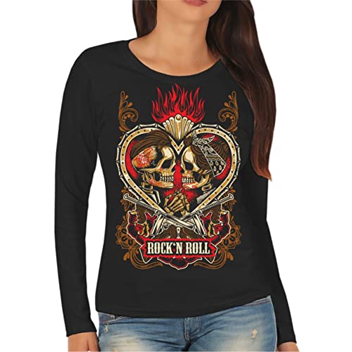 Spaß Kostet Frauen Longsleeve Rockn Roll Rockabella Rockabilly Skull Größe S bis XXL von Spaß Kostet