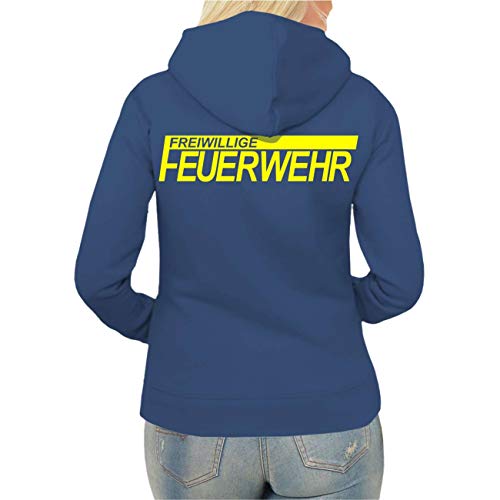 Spaß Kostet Frauen und Damen Kapuzenjacke FFW Freiwillige Feuerwehr NEONGELBER Druck (mit Rückendruck) Größe XS - XXL von Spaß Kostet