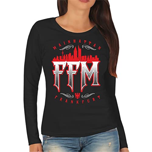 Spaß Kostet Frauen Damen Langarmshirt Frankfurt FFM Girls Longsleeve mädchen City Patch von Spaß Kostet