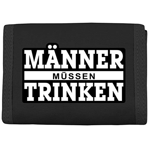 Geldbörse mit Aufnäher Männer müssen Trinken von Spaß Kostet