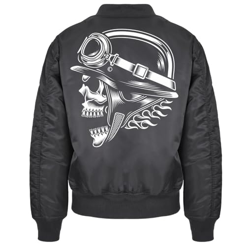 Spaß Kostet Herren Bomberjacke Biker Totenkopf Motorrad Motiv Größe S - 7XL skull jacke von Spaß Kostet