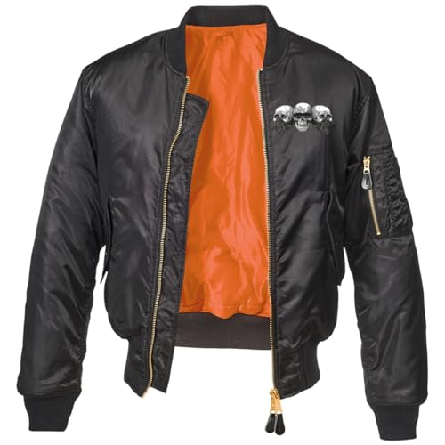 Spaß Kostet Herren Bomberjacke Totenköpfe Fuck with one Fuck with all Skulls Größe S bis 7XL von Spaß Kostet