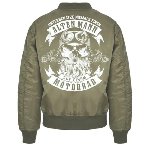 Spaß Kostet Herren Bomberjacke wind und wasserabweisende Pilotenjacke Alter Mann auf dem Motorrad Größe S bis 7XL von Spaß Kostet