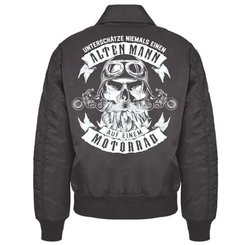 Spaß Kostet Herren CWU Bomberjacke mit Kragen Alter Mann auf dem Motorrad Motorradjacke Rentner Größe S bis 7XL von Spaß Kostet